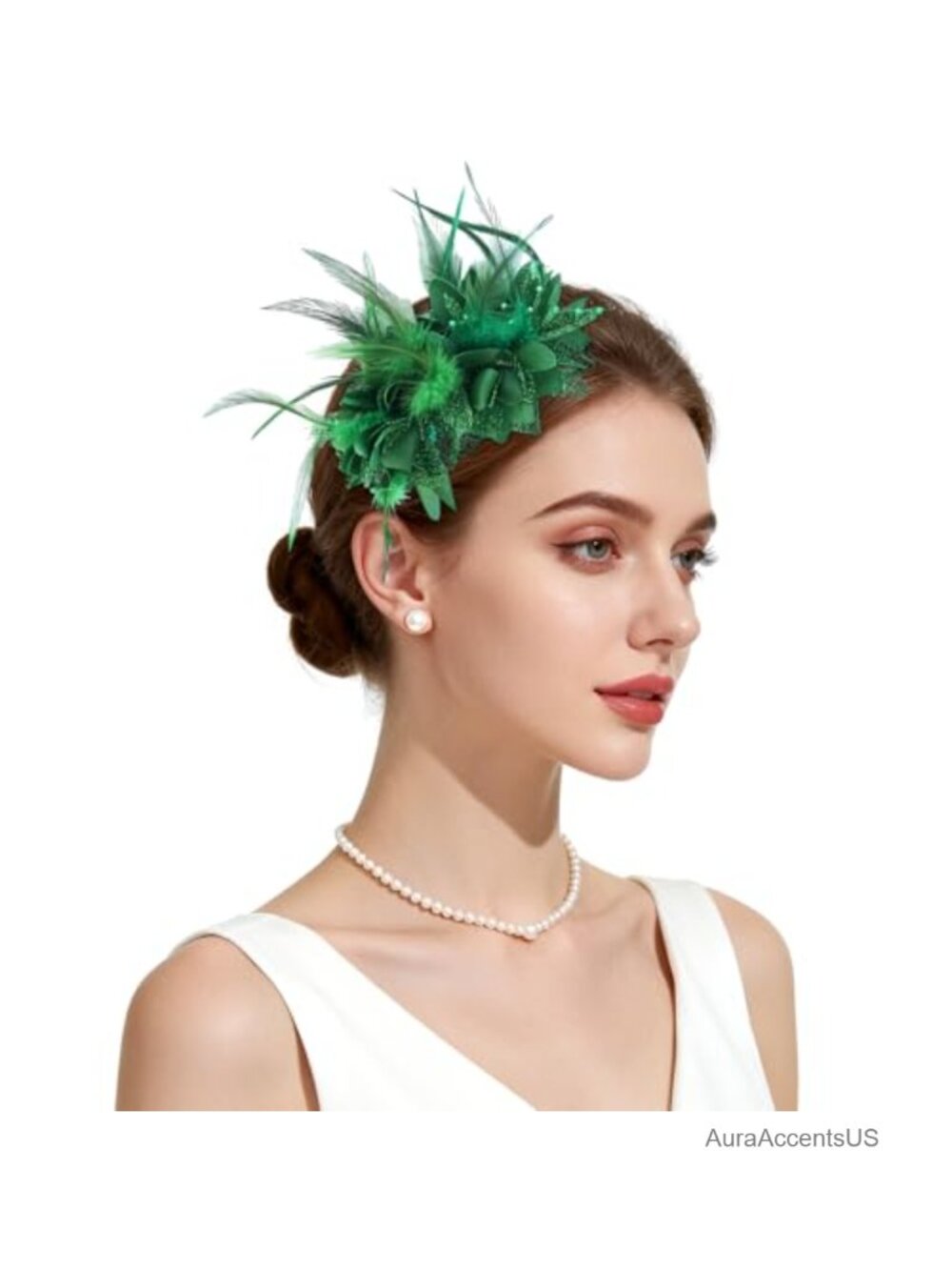 Feather Pearl Fascinator Hat Clip Wedding Tea Party Headpiece